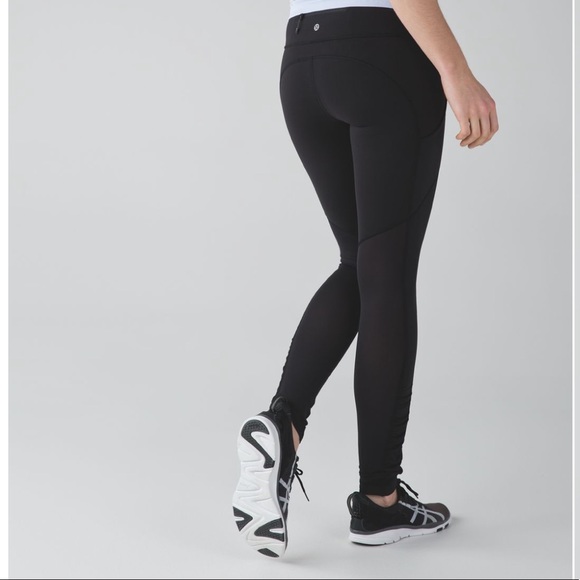 Lululemon Speed Tight Leggings Run Pants Stretch Mesh Back Zip Pockets Stretch